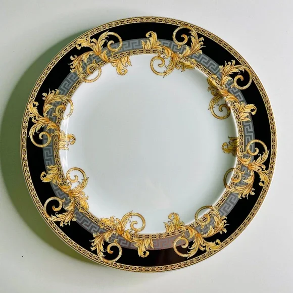 Versace x Rosenthal Prestige Gala Black Gold Silver Pattern Dinner Plate 10.5" - Picture 5 of 12